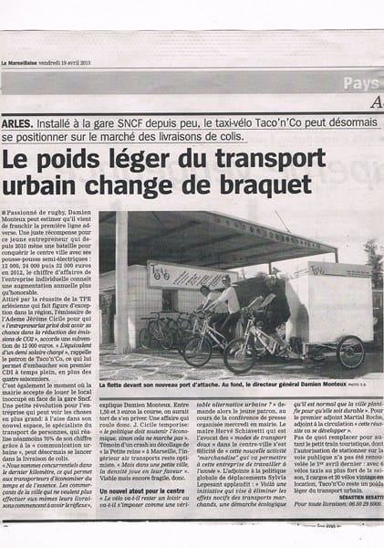 Read more about the article Parution presse dans la Marseillaise du 19 Avril 2013.