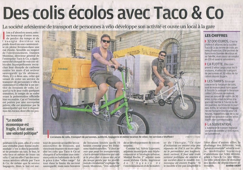 You are currently viewing Parution presse: Taco and Co dans La Provence du 18 Avril 2013