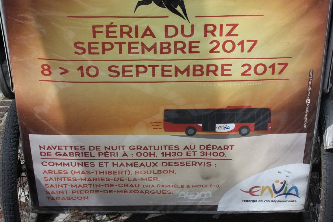 Read more about the article Féria du riz 2017 à Arles:Navettes gratuites proposées par Envia