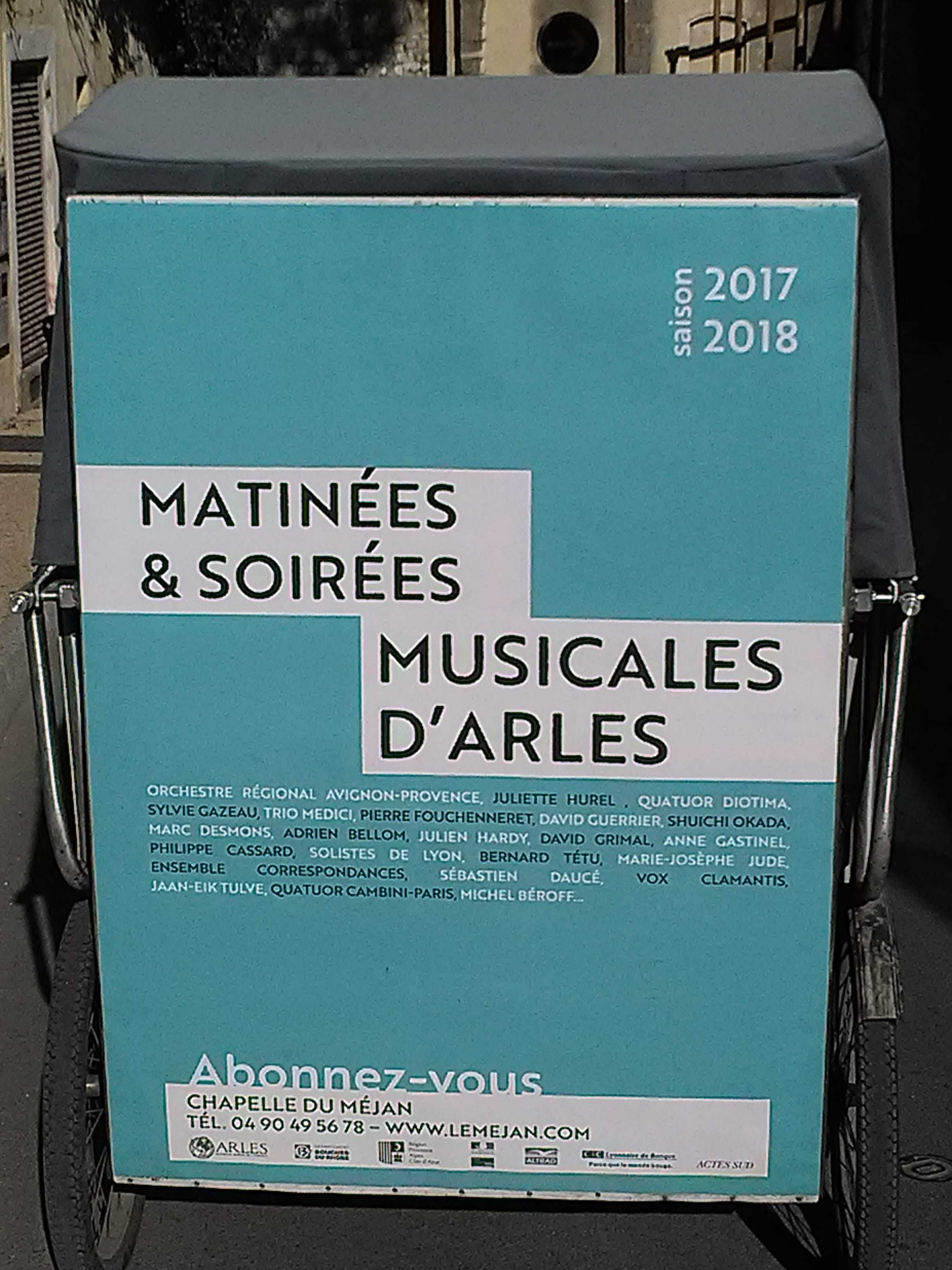 Read more about the article Association du Méjan à Arles: Abonnement pour matinées et soirées musicales